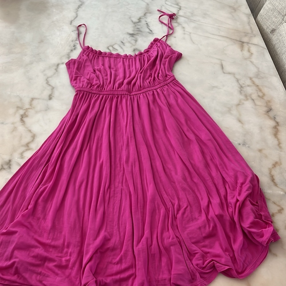 J Crew Magenta Pink Crinkle Midi Dress Dress Loose Fit Sz XS to S - Picture 13 of 16